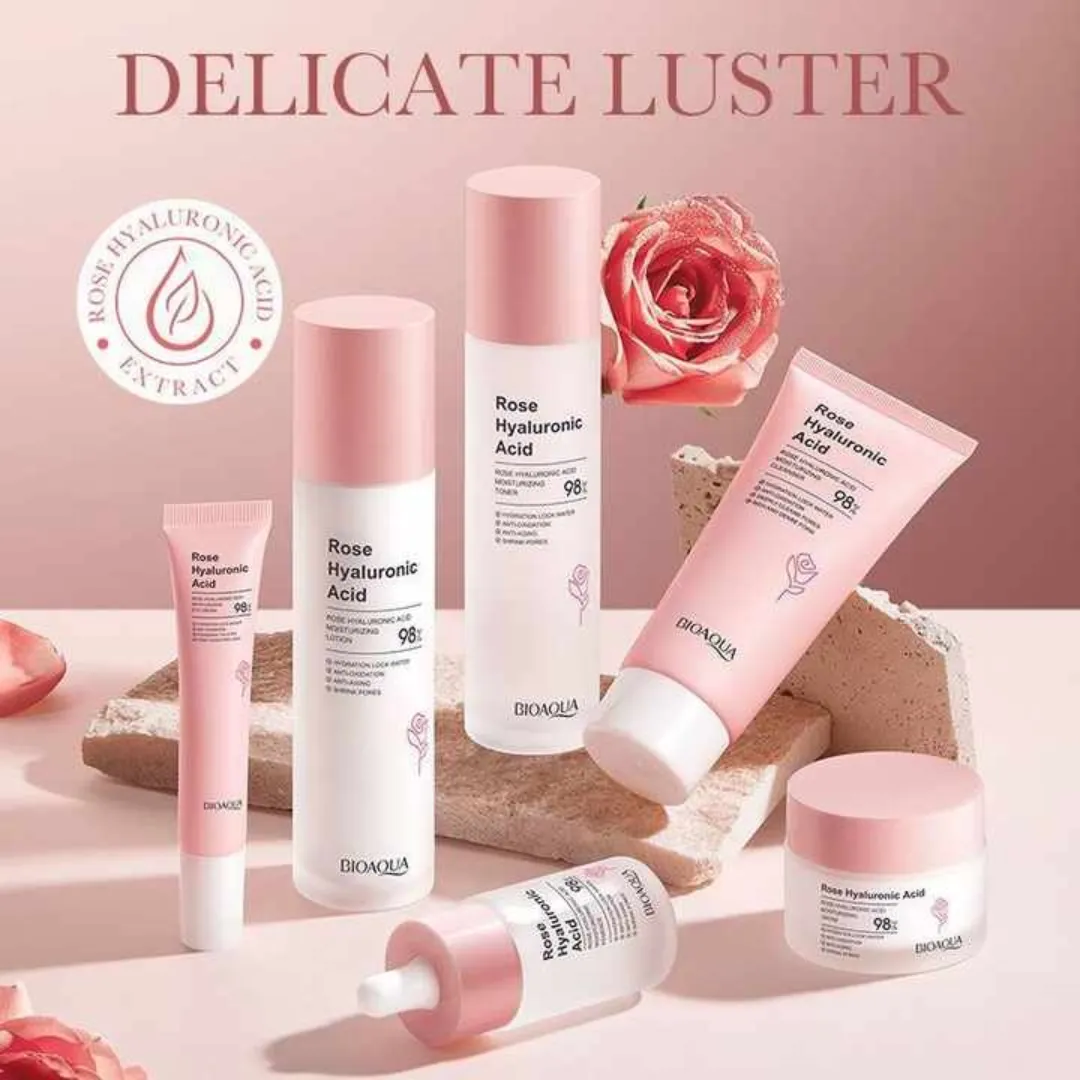 Kit De Lujo  Facial Antiedad Ultra Hidratante de Rosas Y Ácido Hialurónico  Bioaqua